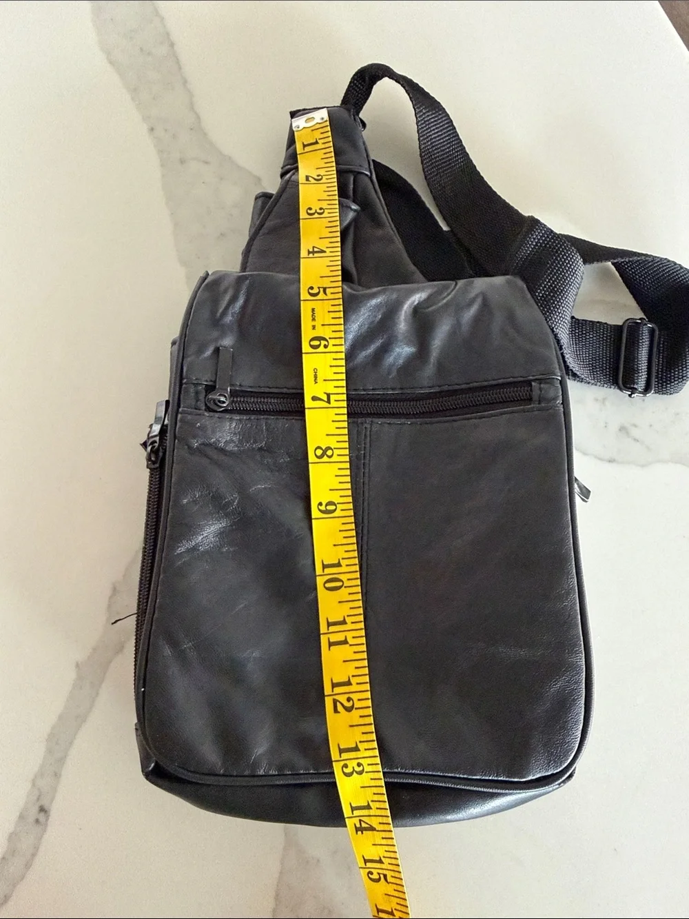 Vintage DB Design Crossbody Bag Black Leather Purse for Men or Women. Travel
